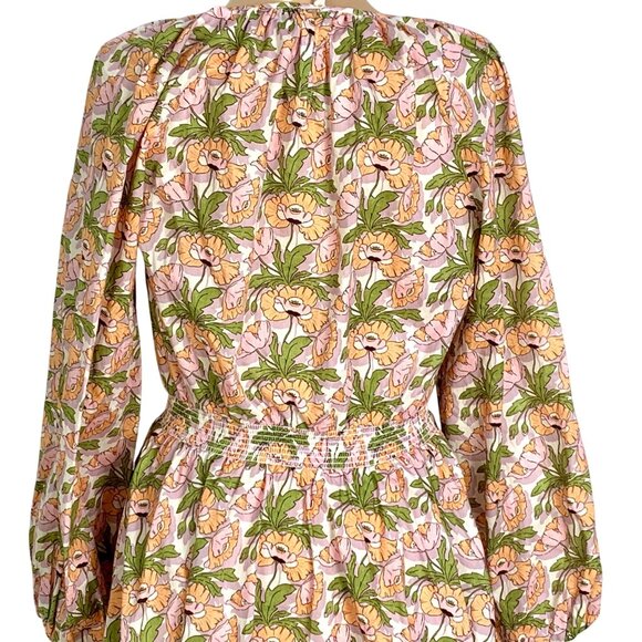 J. Crew Floral 3/4 Sleeve Mini Dress Smocked-waist Liberty® Butterfield Poppy - Picture 8 of 13